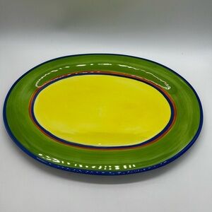 Dansk Yellow and Green Caribe Oval Serveware Platter NWT